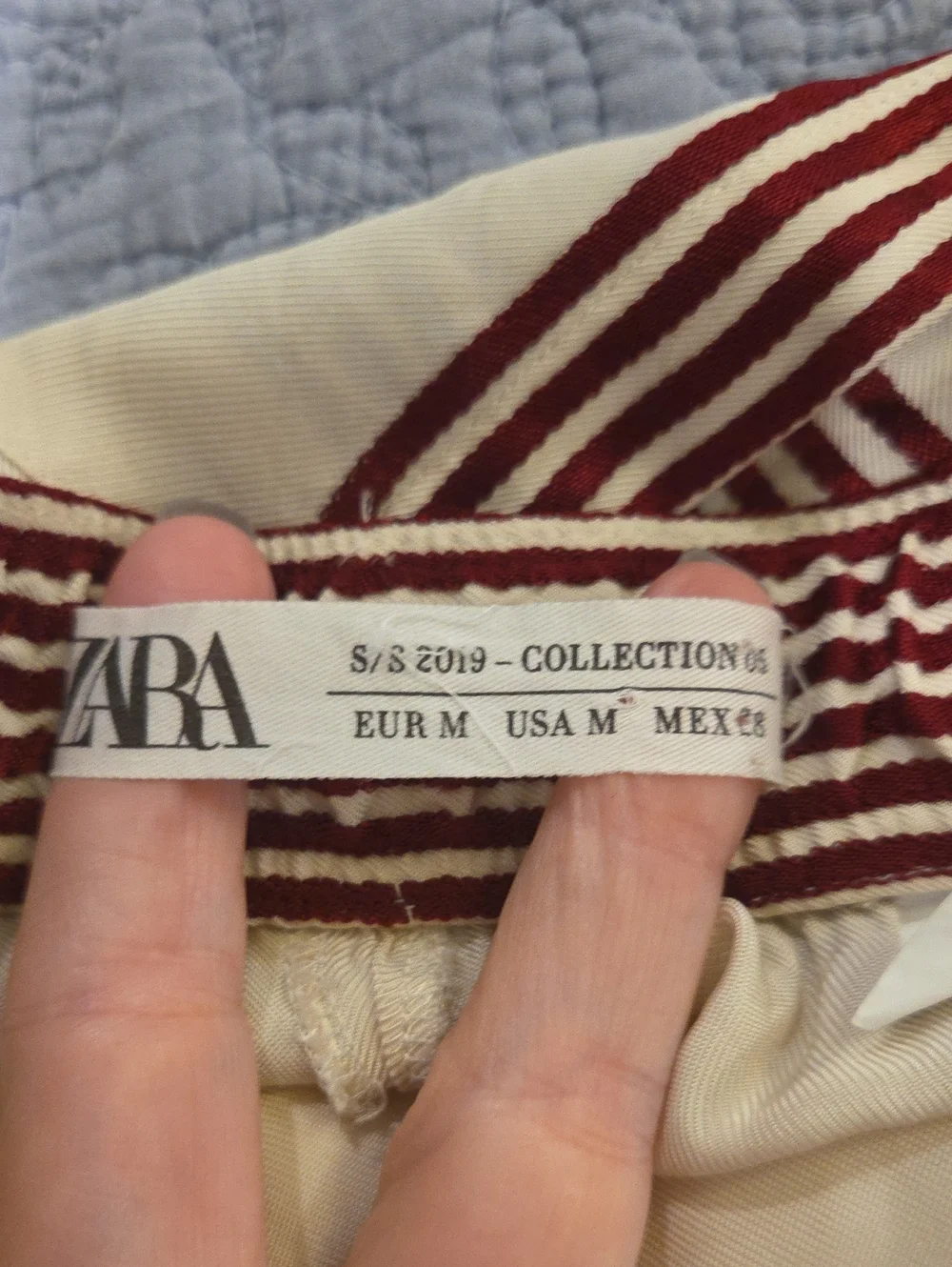 Zara High Waist Striped Wide-Leg Palazzo Pants-- Ecru & Burgundy Size M! - Picture 3 of 11